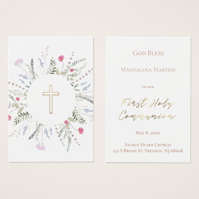 quadro de flores silvestres Primeiro cartão de mem (Frente & Verso)