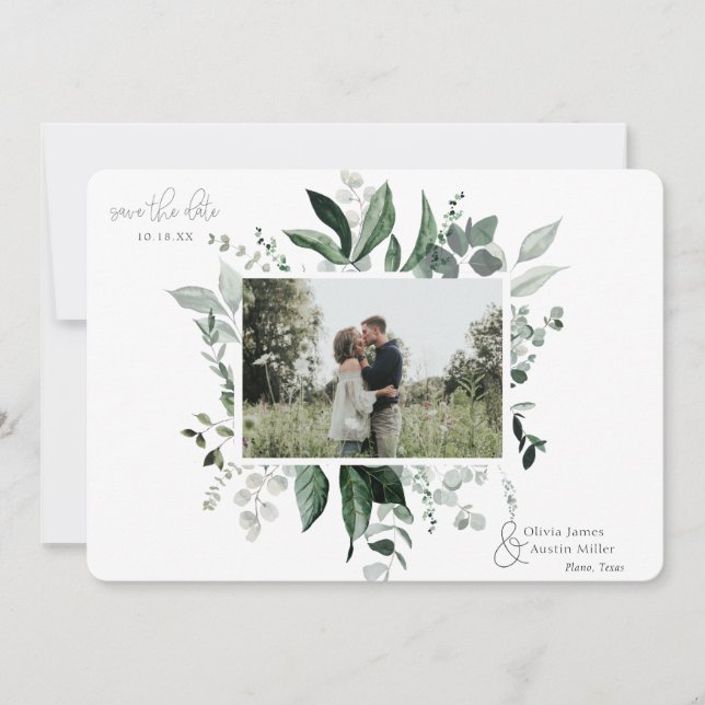 Quadro de Fotografia Verde de Folha Botânica Salva (Frente)