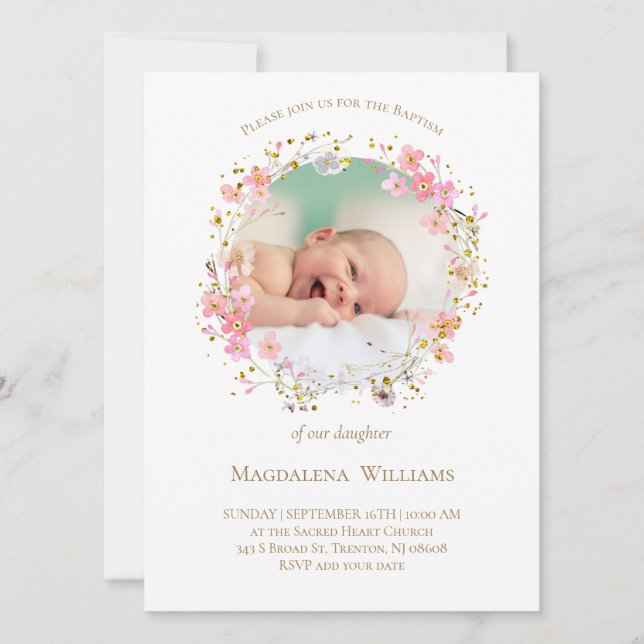 quadro de fotos da coroa das flores | Convite Bapt (Frente)