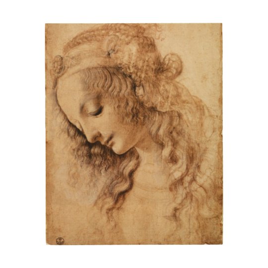 Quadro De Madeira A Cabeca Da Mulher Por Leonardo Da Vinci Zazzle Com Br