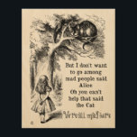 Quadro De Madeira Alice no País das Maravilhas; Gato de Cheshire com<br><div class="desc">Imagem de contos de fadas de ilustração venenosa e rimas de berçário imagem de Alice com o Gato de Cheshire,  de John Tenniel,  nas Aventuras de Alice no País das Maravilhas de Lewis Carroll,  1865,  um diálogo projetado por texto incluído. "Estamos todos loucos aqui":)</div>