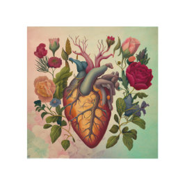 Quadro De Madeira Anatomia médica da Vintage, médico da flor do cora