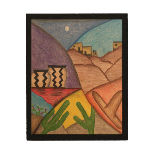 Quadro De Madeira Arizona Colorida de Arte Popular do Sudoeste do De