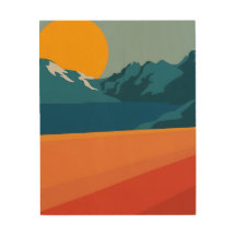 Arte de Muro de Montanha, Poster de Sol Vermelho,