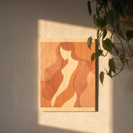 Quadro De Madeira Arte de Parede Feminina Abstrata Decoração Mindful