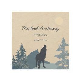 Quadro De Madeira Baby Nursery Birth Stats Wolf Mountain