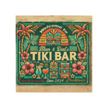 Bar Personalizável Tiki Wood Wall Art
