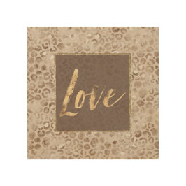 Quadro De Madeira Chocolate Mocha Leopardo Imprime Dourado Amor