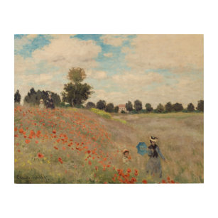 Quadro De Madeira Claude Monet - Poppy Field