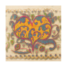 Coração Folk Art com folhas e flores
