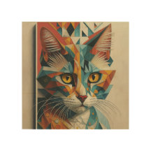 CUBISMO GEOMÉTRICO DE ABSTRATO DE GATO CIBERNÉTICO