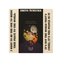 Design de madeira com imagem de obito Uchicha