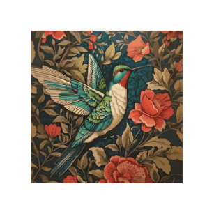Quadro De Madeira Elegante voador Hummingbird William Morris Inspira