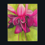 Quadro De Madeira Flor cor-de-água da Fuchsia, rosa, pop<br><div class="desc">A partir de uma pintura de aquarela original de uma flor tropical rosa brilhante e roxa da Fúchsia,  em estilo macro próximo. Este trabalho de arte floral é colorido e brilhante e inspirado pela arte de pop e arte botânica. Claro que adiciona um pop de cor à sua decoração.</div>