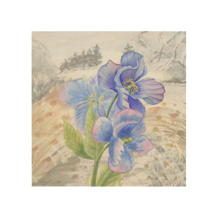 Quadro De Madeira Flores Azuis Himalaias