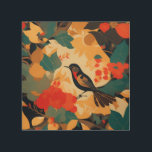 Quadro De Madeira Folhas florais de aves vivas<br><div class="desc">Folhas florais de aves vivas. Design está disponível em outros produtos.</div>