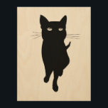 Quadro De Madeira Gato gótico gatinho preto<br><div class="desc">Um gatinho preto,  imagem preta de breu de um gato felino gatinho giro. Estilo gótico com cor de fundo personalizável. Para amantes de gatos.</div>