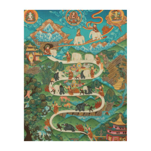 Quadro De Madeira Impressão do Budismo - Os Nove Abandonamentos Ment