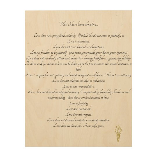 Quadro De Madeira O Que Aprendi Sobre Amor Arte Em Parede De Madei Zazzle Com Br