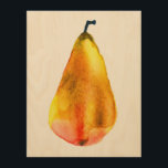 Quadro De Madeira Ouro Pear Fruta<br><div class="desc">Cores de ouro amarelo de cor d'água branca cor de pera de ouro original de arte. Engraçado e brilhante. Linda ilustração original de arte fruta.</div>