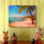 Quadro De Madeira Palm Tree Hawaii Beach Foto De Vintage Na Hora Da<br><div class="desc">"Na hora da praia." Volte às memórias de dias de praia tropical preguiçosos sempre que você olha para este retrato de férias no Havaí, impressão de madeira aflita de uma palmeira solitária em uma praia arenosa e crescente, com céus azuis claros e água. A madeira real dá a esta trabalho...</div>