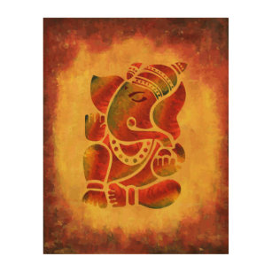Quadro De Madeira Pintura de Ganesha do Grunge
