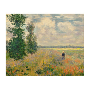 Quadro De Madeira Poppy Fields perto do Argenteuil por Claude Monet