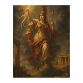 Quadro De Madeira Relâmpago de Athena: Deusa da Sabedoria e Poder (M