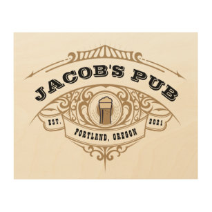 Quadro De Madeira Símbolo Personalizado de Wooden Pub