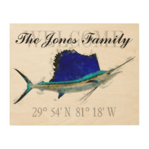Sinal de boas-vindas do Sailfish com coordenadas G