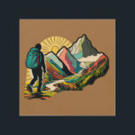 Quadro De Madeira Um caminhador caminhando pelo caminho da montanha<br><div class="desc">Um caminhador caminhando pelo caminho da montanha</div>