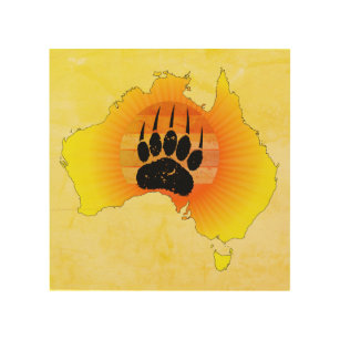 Quadro De Madeira Urso De Mapas Da Austrália Sunny Com Lugar De Sol