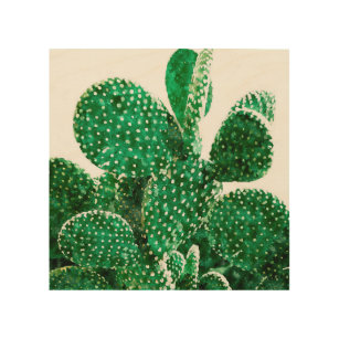 Quadro De Madeira Velvet Cactus   Plantas Botânicas De Aquarela