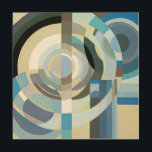 Quadro De Madeira Vintage Art Deco Pochoir Jazz Formas Geométricas<br><div class="desc">Ilustração Vintage art deco jazz pochoir geométrico wallpaper, de Edouard Benedictus. Pocorir é uma técnica de estêncil comum em quadros de surrealismo. Um design elegante e cúbico com círculos, polígonos, formas geométricas em cores legal ou frias de diferentes tons de azul da luz ao escuro. Um design moderno e sofisticado...</div>
