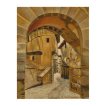 Vista da rua na Espanha de madeira