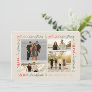 Quadro de Natal manuscrito de 4 Cartões com fotos