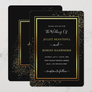 Quadro de Ouro de Convite para Casamento de Luxo D
