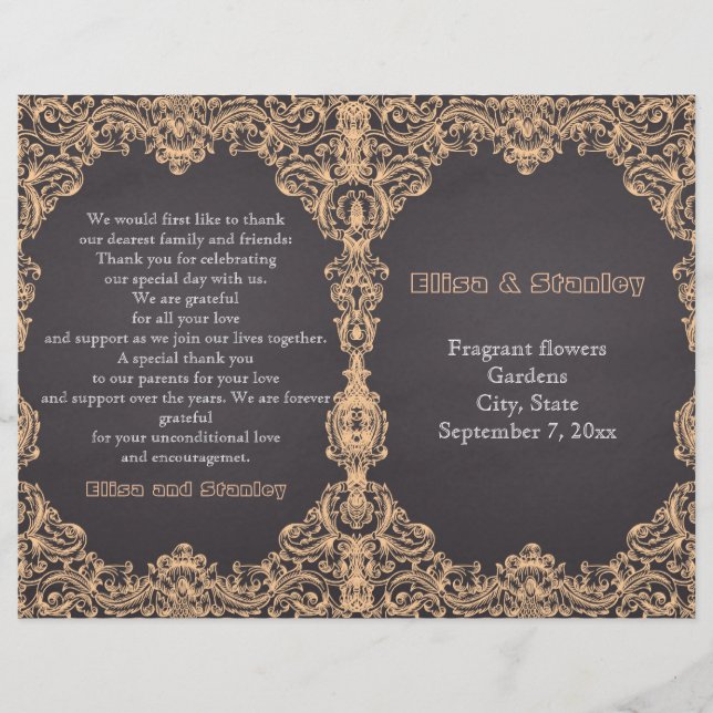 Quadro de pêssego, programa de casamento dobrado e (Frente)