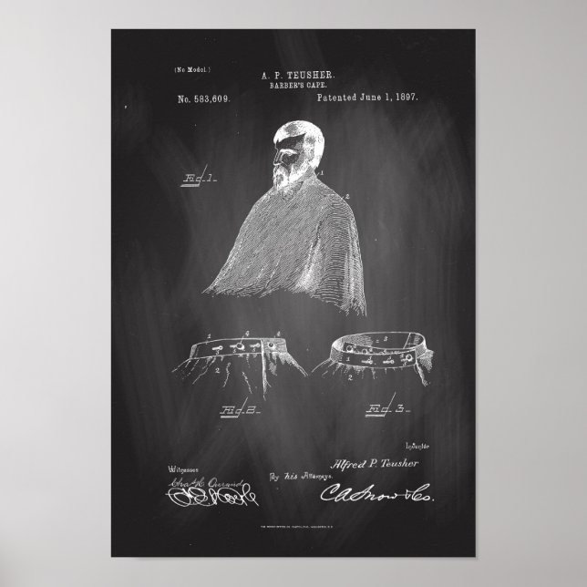 Quadro de Poster de Patente Antiquada de Barber (Frente)