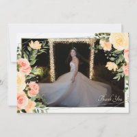 Quadro de Rosas Amarelas Obrigado Cartão com fotos