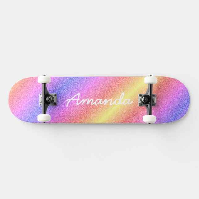 Quadro de skate Glitter do Arco-Íris Personalizado (Horz)