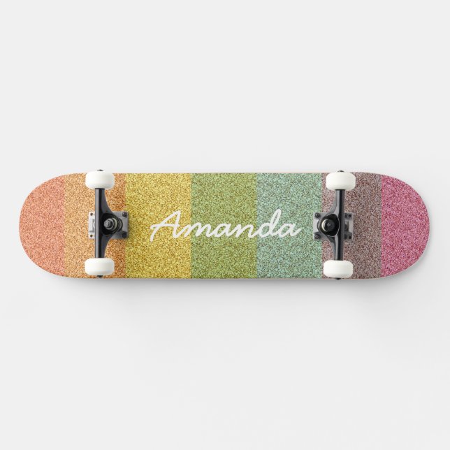 Quadro de skate Glitter do Arco-Íris Personalizado (Horz)
