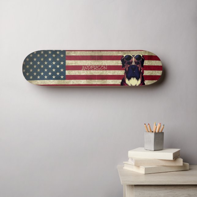 Quadro de skate personalizado americano Bull Dog (Arte de parede (Horz))