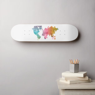 Quadro de Skateboard do Rainbow World Map - Viagem