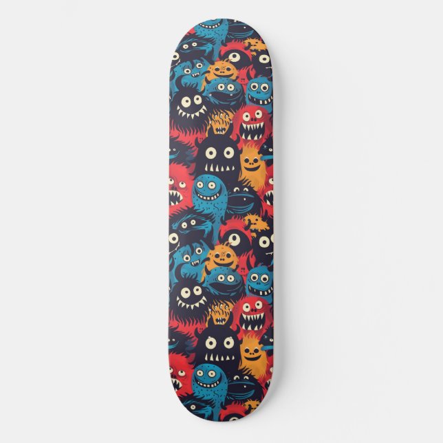 Quadro de Skateboard para Monstros de Cartoon (Frente)