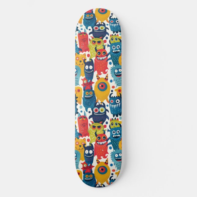 Quadro de Skateboard para Monstros de Cartoon (Frente)