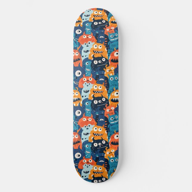 Quadro de Skateboard para Monstros de Cartoon (Frente)