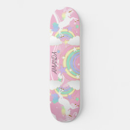 Quadro de Skateboard Rainbow Pink Unicorn