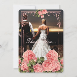 Quadro do casamento vintage - Cartões de agradecim