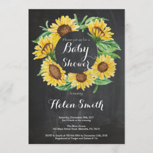 Quadro do convite do chá de fraldas dos girassóis